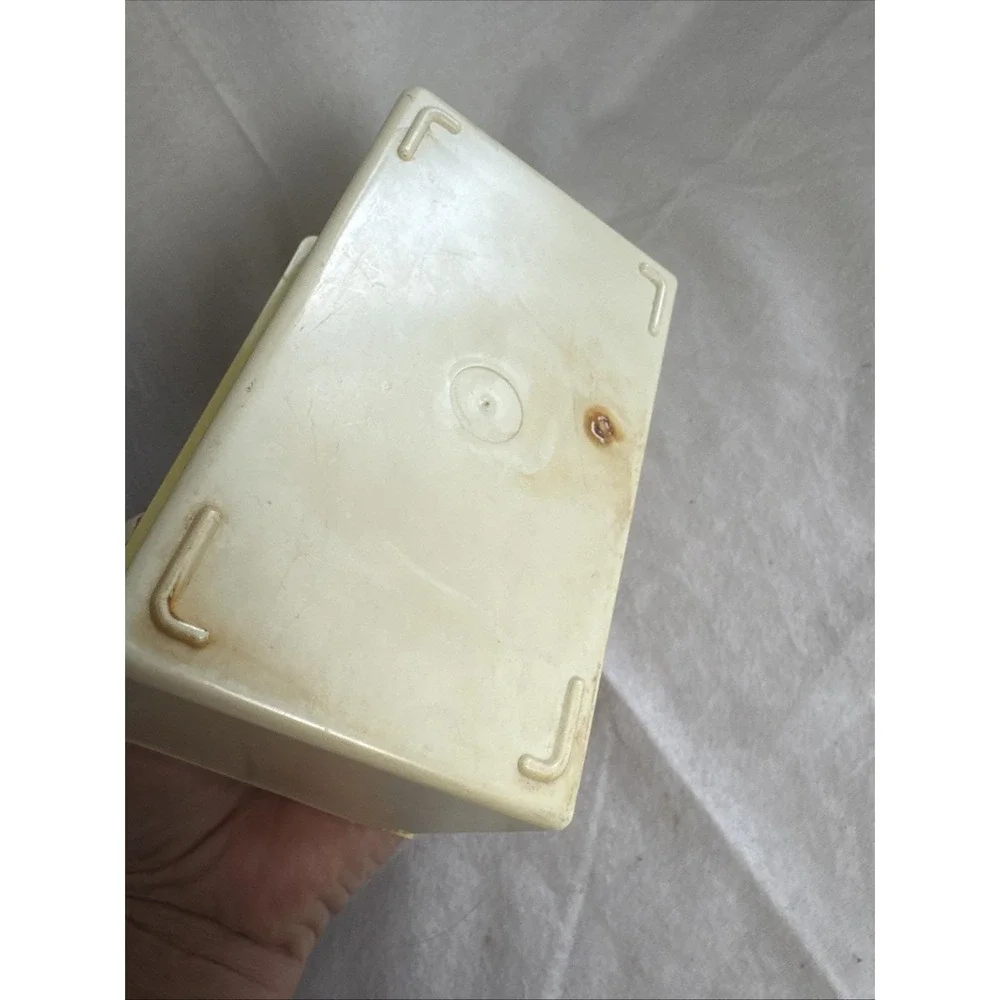 Vintage Mid-Century Modern Yellow Plastic Recipe Box with Assorted Recipe Cards